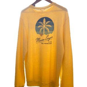 Marine Layer Mens Vintage Raglan Sweatshirt Pale Banana NWT